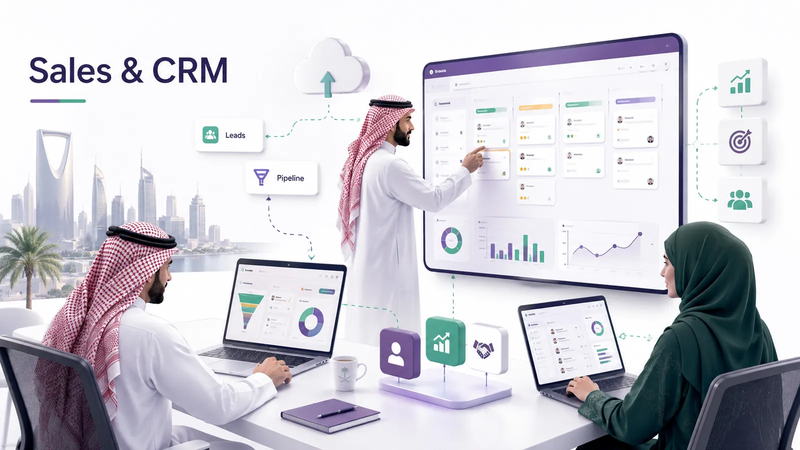المبيعات والمحاسبة والمخزون وإدارة علاقات العملاء وأتمتة الذكاء الاصطناعي — في منصة واحدة بسيطة.